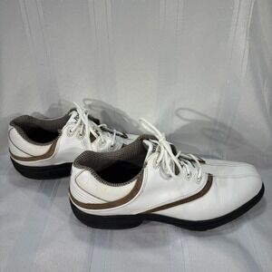 FootJoy Women's Leather Golf Shoes White Brown Spikeless Size 8M